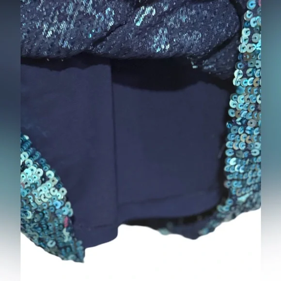 Dress The Population EUC Size XS Sequin Spaghetti Strap Teal Mini Dress (0563) - Picture 4 of 11